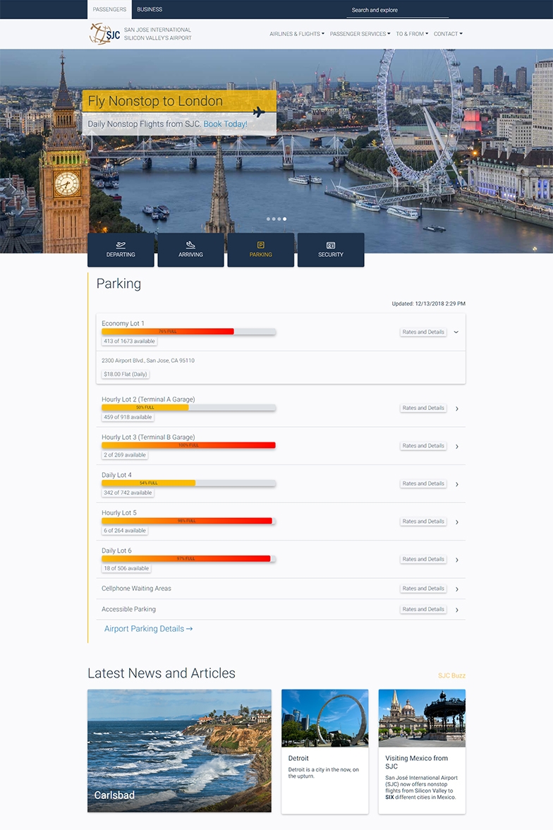 Website Design for Aviation - San Jose International Airport
